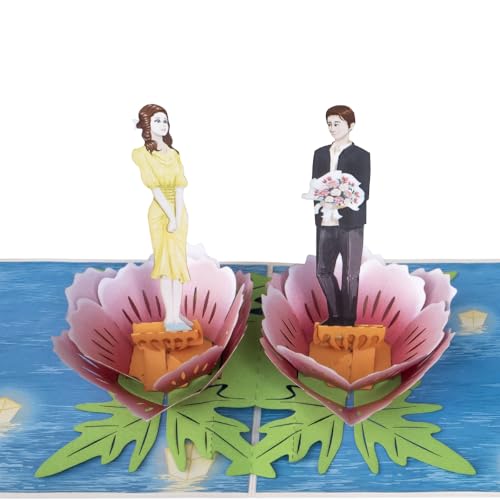 Sweetpopup® 3D Pop Up Karte Glückwunsch Geburtstag Heiratantrag Liebe Valentinstag Jahrestag Verlobung Flitterwochen | Klappkarte Mann schenkt Blumen, 035 von Sweetpopup