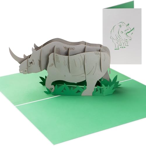 Sweetpopup® 3D Pop Up Karte Glückwunschkarte Geburtstagskarte Grußkarte Geburtstag Zoo Gutschein | Klappkarte Nashorn, 175 von Sweetpopup