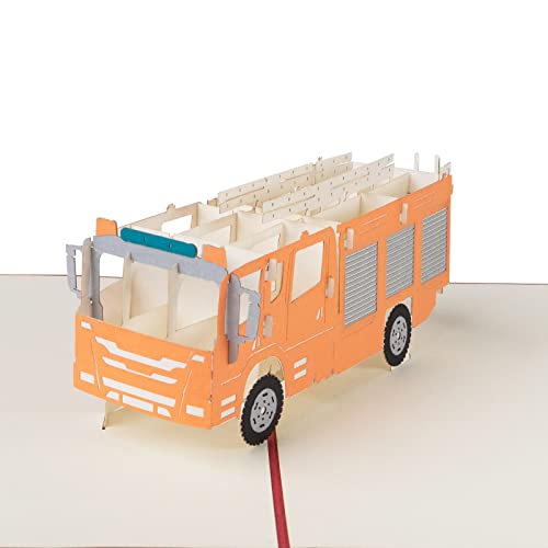 Sweetpopup® 3D Pop Up Karte Glückwunschkarte Geburtstagskarte Grußkarte Geschenkkarte Gutscheinkarte Glückwunsch Feuerwehrmann | Klappkarte Feuerwehrauto, 201 von Sweetpopup