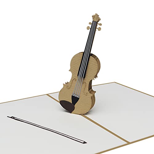 Sweetpopup® 3D Pop Up Karte Glückwunschkarte Geburtstagskarte Grußkarte Gutschein Geschenkkarte Instrumente Konzert Orchester Glückwunsch Geburtstag Musiker | Klappkarte Violin/Geige, 076z von Sweetpopup