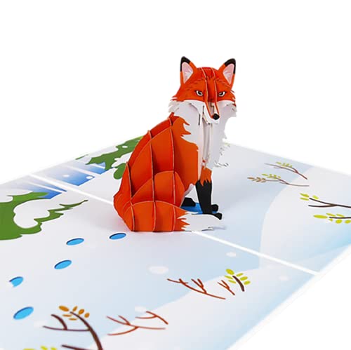 Sweetpopup® 3D Pop Up Karte Glückwunschkarte Geburtstagskarte Grußkarte Gutscheinkarte Geschenkkarte Glückwunsch Geburtstag Wandern Wälder Winterurlaub | Klappkarte Fuchs, 178 von Sweetpopup