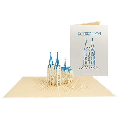 Sweetpopup® 3D Pop Up Karte Glückwunschkarte Geschenkkarte Reisegutschein Köln Urlaub Reise Kirche Architektur | Premium Metallic-Papier & Filigrane Handarbeit | Klappkarte Kölner Dom, 214 von Sweetpopup