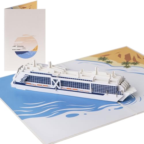 Sweetpopup® 3D Pop Up Karte Schiff | Premium Metallic-Papier & Notizkarte | Klappkarte Glückwunschkarte Kreuzfahrtschiff 007 von Sweetpopup