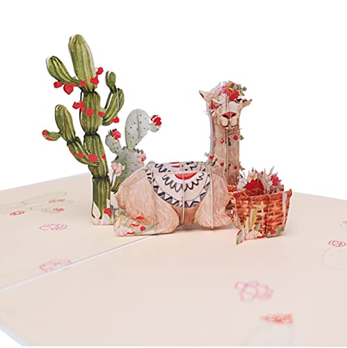 Sweetpopup® 3D Pop Up Karte für Liebe Glückwunschkarte Geschenkkarte Gutscheinkarte Geburtstag Valentinstag Muttertag | Klappkarte Alpaka/Llama & Herzen, 049z von Sweetpopup