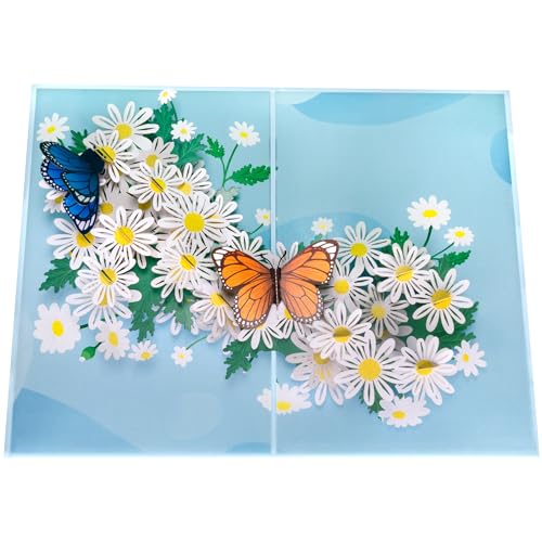 Sweetpopup [NEU] 3D Handgemachte Pop Up Karte Blumen | Filigran & inkl. Notizkarte | Klappkarte Schmetterlinge & Gänseblümchen, 087 von Sweetpopup