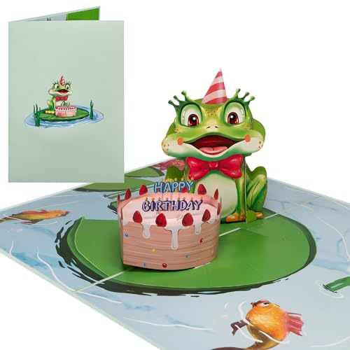 Sweetpopup [NEU 3D Pop Up Karte lustige Geburtstagskarte Glückwunschkarte Klappkarte Geschenkkarte Grußkarte Gutschein Geburtstag mit Frosch & Geburtstagstorte, 103 von Sweetpopup