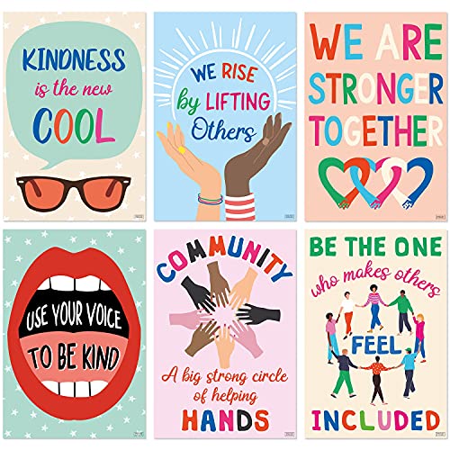 S&O Kindness Poster für Klassendekorationen. 6 Poster für Klassenzimmer, 15 x 22 Zoll großes Posterpaket. Poster zur Wachstumsorientierung, motivierende Poster, positive Poster, inspirierende Poster. von Sweetzer & Orange