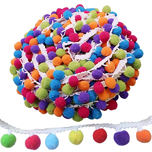 Sweieoni Pompon Borte Rainbow Pom Bommelborte Bommelband Regenbogen Bommel Fringe Pompoms Bunt für Näharbeit Nähen Basteln Dekorieren 6 m von Sweieoni