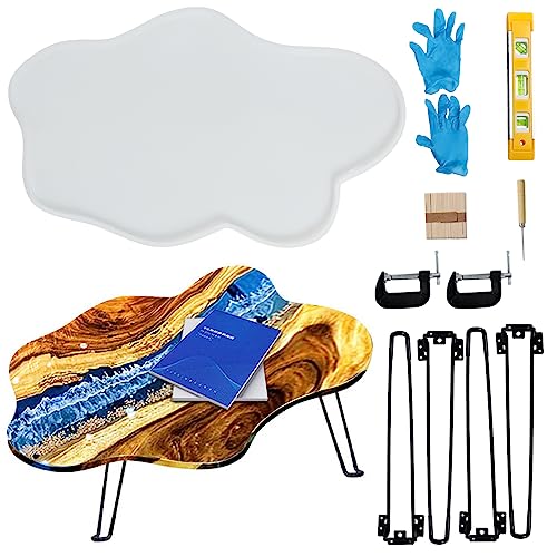 Großes Harz-Tischform-Set, 61 cm, Epoxidharz-Formen, Silikon-Tablett, Epoxid-Tischform mit 4 Tischbeinen für Wurstplatte, Flusstisch, Couchtisch, DIY-Schneidebrett, DIY-Kunst, Heimdekoration von Swess