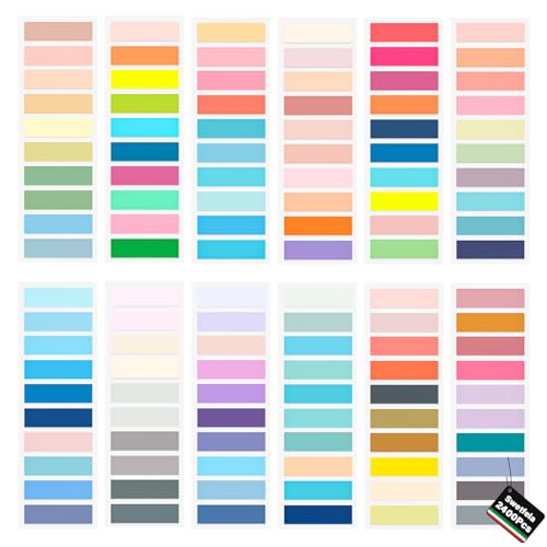 Swetfela 2400 Stück Sticky Notes,12 Styles Adhesive Strips,Sticky Notes Aesthetic 120 Colour,Page Marker,Book Tabs Index Tabs,Repositionable Sticky Notes Pastell for School,Home, Office von Swetfela