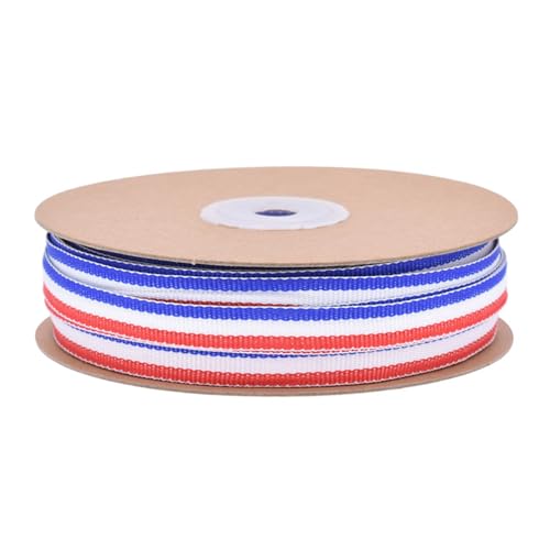Ripsband aus Polyester, gestreift, für Geschenkverpackungen, Bastelarbeiten, 50 m, Rot / Weiß / Blau von Swetopq