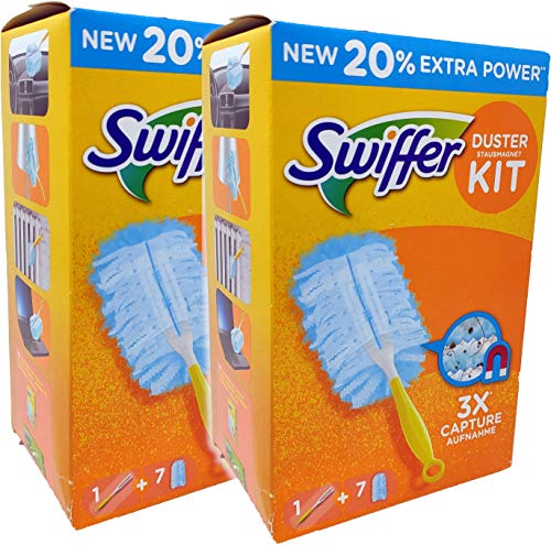 Swiffer Staubmagnet Starterset mit 1 Griff + 7, nimmt 3x mehr Staub & Haare auf und schließt diese ein (2er Set) von Swiffer