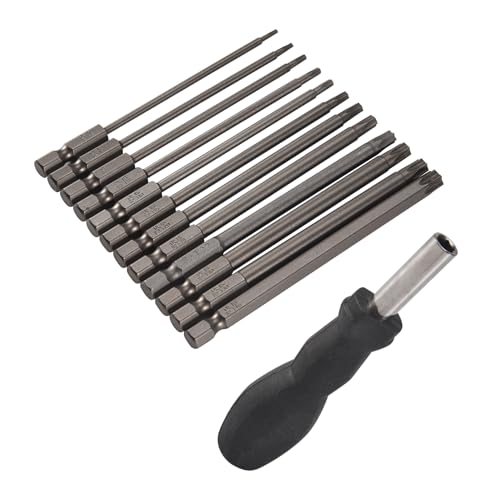 Swiixxer 13 StüCkes 100 Mm Langes Torx Schraubendreher Bit Set, Magnetisches Torx Bit Set T6-T40, 1/4 Sechskantschaft Elektroschrauber Werkzeuge von Swiixxer