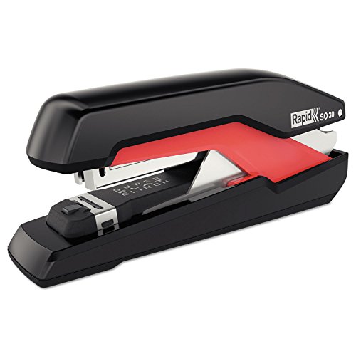 Swingline Heftgerät Omnipress 30 Heftgerät, überall drücken für einfachere Verwendung", Kapazität 30 Blatt, Schwarz/Rot (5000586A) von Swingline