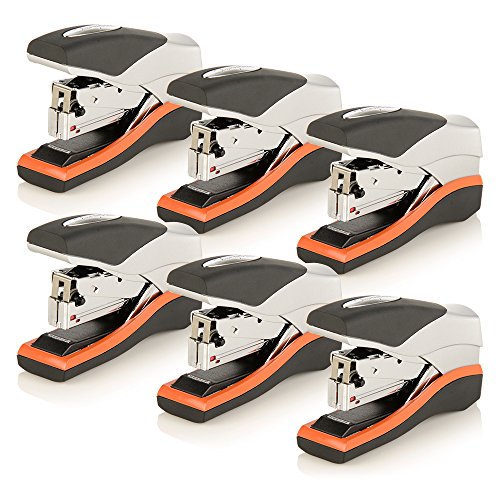 Swingline Heftgerät, Halbstreifen-Desktophefter, 40 Blatt Kapazität, niedrige Kraft, kompakte Größe, Büro, Schreibtisch, Optima 40, Orange/Silber/Schwarz, 6er-Pack (87842) (S7087842-CS) von Swingline