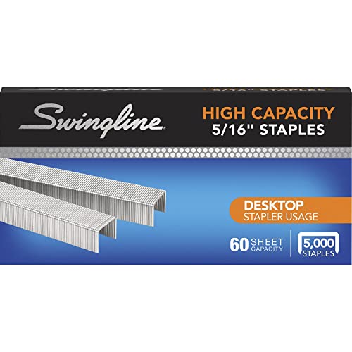 Swingline Hohe Kapazität Heftklammern, 60 Blatt, 5/16 Zoll, Grau, 7.94 mm, 5000/Box (S7081032) von Swingline