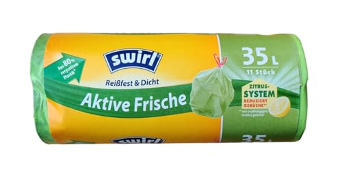 Swirl Duft-Müllbeutel Aktive Frische 35 L Reißfest & Dicht - 11 Beutel/Rolle 35L - 55x63 cm - Sondergröße von Swirl