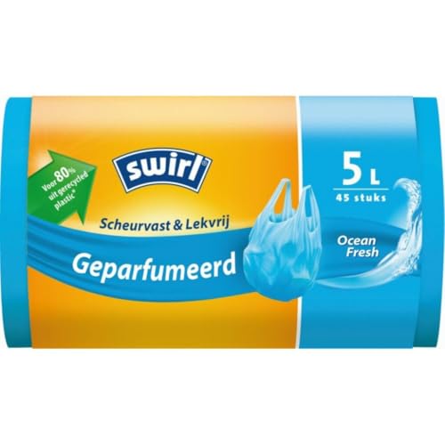 Swirl Duft Müllbeutel Ocean - 5 Liter - 45 Beutel mit Tragegriff aus recyceltem Plastik Reißfest & Dicht von Swirl