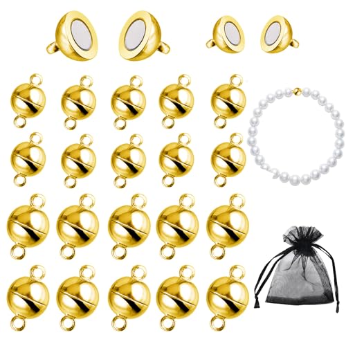 Magnetverschlüsse für Armbänder, 20 Stück 6 mm 8 mm Magnetverschluss für Ketten Golden Rund Magnetische Halskettenverschlüsse Schmuck Magnetverschlüsse für Halsketten Armbänder DIY-Bastelarbeiten von SwirlColor