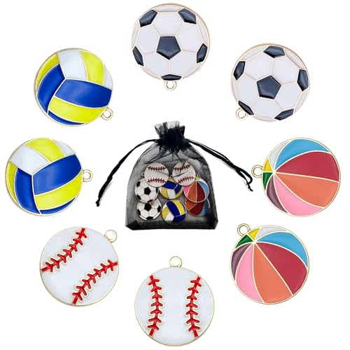 SwirlColor Armband Charms, 8 PCS Fußball Volleyball Basketball Baseball Jungen Mens Anhänger Schmuck Charms für Halsketten Ohrringe Schlüsselanhänger von SwirlColor