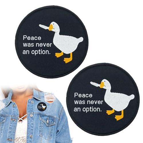 SwirlColor Eisen auf Patches für Kleidung, 2-Pcs Exquisite nette Gans gestickte Patches mit Frieden war nie eine Option Nähen auf Patches für Kinder Erwachsene Jeans Jacken Caps Schuhe Reparatur DIY D von SwirlColor