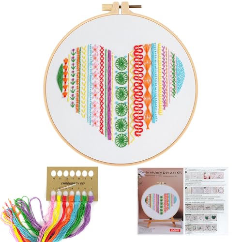 SwirlColor Sticken Set Erwachsene, Leinen Stricken für Anfänger Set mit Muster Handstickerei Starter Kit einschließlich Stickerei Stoff Faden Stickerei Hoop von SwirlColor