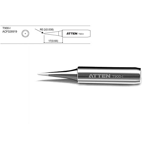 0,2 mm konische Lötspitze Atten T900-I kompatibel mit AT-937, AT-938D, AT-8586, ST-60, ST-80 Eisen und Stationen von Switch Electronics