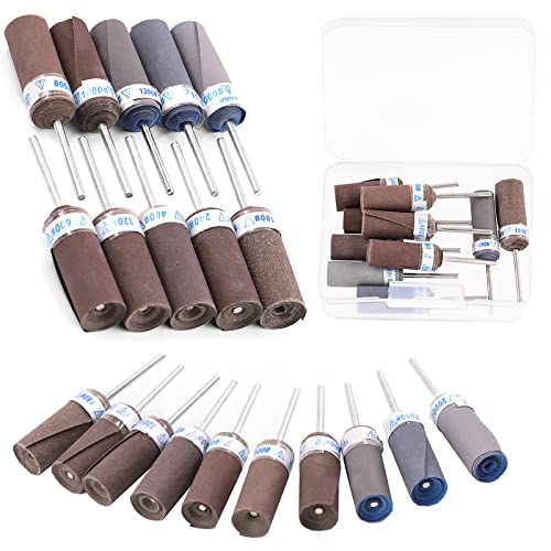 Swpeet 10 Pcs Schleiftrommeln Hülsen Kit, 180-2500 Grit Schleifpapier Schleifkopf Schleifpapier Bar Stick, Schleifmittel Patronen Rollen, Polieren Burr Stick Rolle Schleifwerkzeug von Swpeet