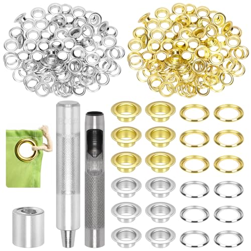 “Swpeet 100P Grommets Kit Metal Eyelets with Washers Curtain Grommet for Leather,Metall Ösen Nähen Ösen für Schuh Leder Stoff Vorhänge Gürtel Kleidung von Swpeet