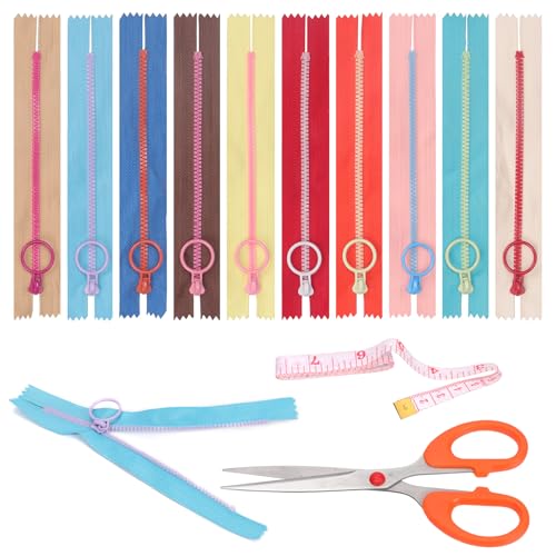 Swpeet 12P 15CM Resin Zipper Metal Ring Puller Colorful Sewing Pouch Bag DIY Sewing Craft Random Color (colour, 15cm,Spule Kunststoff Reißverschlüsse Nähen Reißverschlüsse für Schneider DIY von Swpeet