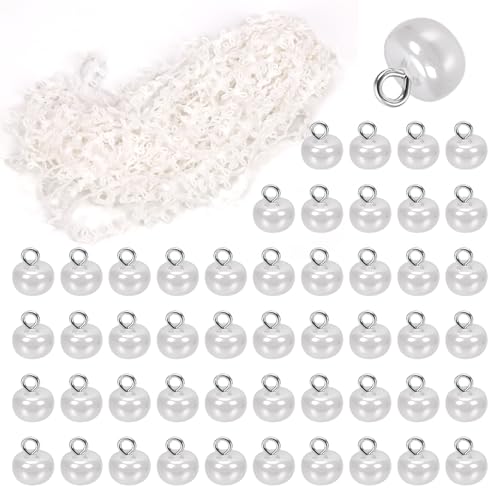 Swpeet 20 Yard Braid Trim mit elastischer Knopfschlaufe mit 50Pcs White Pearl Buttons Kit, elastische Knopfschlaufe Stretch Band, Braid Trim Verzierung Elastische Schnur mit Knopfloch für Kostüm von Swpeet