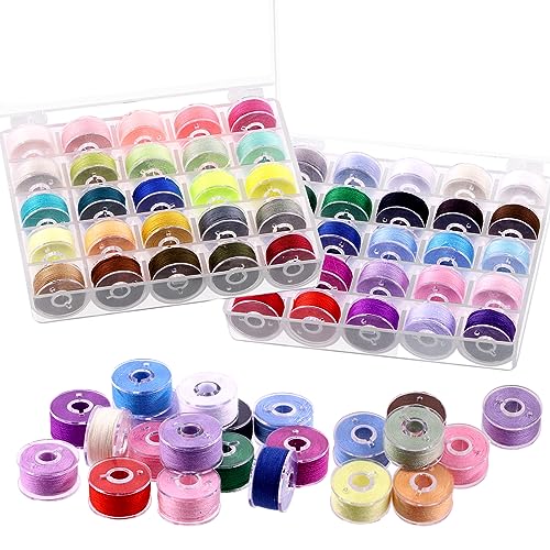 Swpeet 50 Stück vorgewickelte Polyester-Spulen Nähset mit Spulenbox, Nähgarnspulen, vorgewickelte Spulen, kompatibel mit Brother/Babylock/Janome/Elna/Singer Stickmaschine, Größe A, 50 Stück Swpeet 50 Stück vorgewickelte Polyester-Spulen Nähset mit Spulenbox, Nähgarnspulen, vorgewickelte Spulen, kompatibel mit Brother/Babylock/Janome/Elna/Singer Stickmaschine, Größe A, 50 Stück von Swpeet