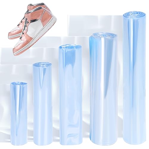 Swpeet 500Pcs 5 Größen 3.93" 4.7" 5.51" 6.2" 7.08" Klare PVC Schrumpfbeutel Schrumpfbänder Sortiment Kit, perforierte Schrumpfbeutel Hülsen für Seifenbad Bombe Gläser Taschen Seife Schrumpffolien von Swpeet