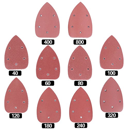 Swpeet 60 Stück Maus Detailschleifer 10 Größen Schleifscheiben Schleifpapier Klett Schleifblätter für Mauspad – 40/60/80/100/120/180/240/320/400/800 Körnung von Swpeet