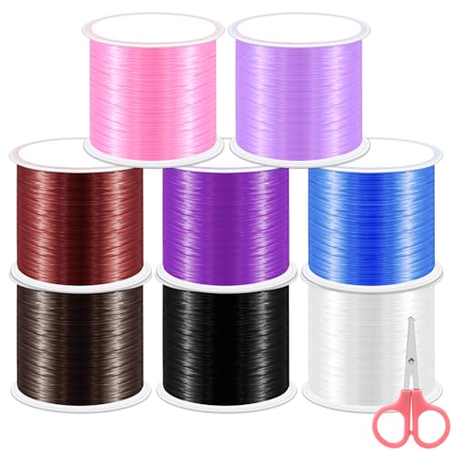 Swpeet 8 Rollen 100m Flache elastische Armband String Schnur Kit mit Schere, High Stretch Bead Cord elastische Schnur, Dehnbare Armband Schnur Ideal für Armband Halskette Schmuck Herstellung von Swpeet