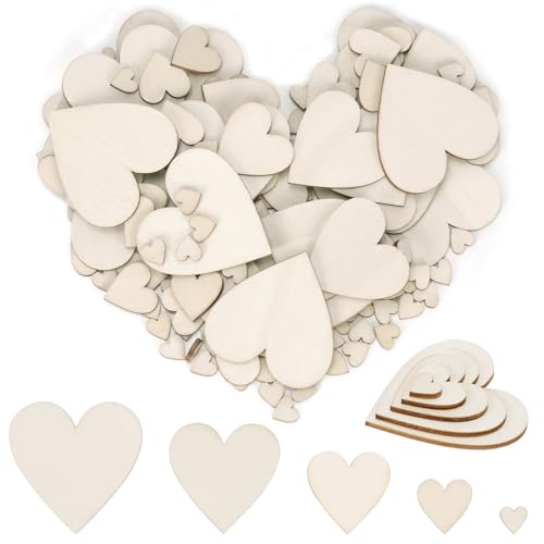 Swpeet Wood Cutout 300P for Valentine's Day, Thanksgiving, DIY Card Decorations Making (Heart) leere Holz Herz Scheiben, hölzerne Herz Ornamente, hölzerne Herz geformte Verzierungen Scheiben von Swpeet