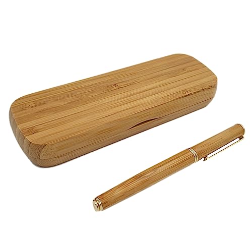 1 x kreativer Füllfederhalter aus Bambus und Holz, Geschenk-Box-Set zum Schreiben, glattes Schreiben, kein Kratzen, Papierstift, Büro, Bambus-Box von Sxett