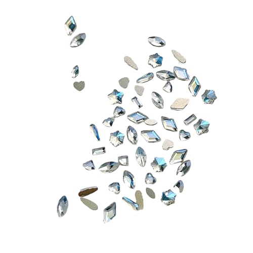 100 Stück gemischte Glas-Kristall-Diamant-Strasssteine, Nagelkunst-Dekorationen, Tropfen, Rautenmuster, flache Rückseite, 3D-Edelsteine, Nagelkunst-Set, Nageldesign, Kristall, Nagelzubehör, gemischte von Sxett