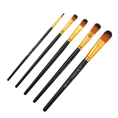 5-teiliges Pinsel-Set, professionelle Künstlerpinsel für Aquarell, Ölgemälde, Leinwand, Nagelkunst, Handwerk, 5 Stück Flachkopf-Pinsel, Aquarell-Malpinsel, Künstlerpinsel von Sxett