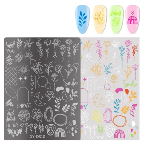 French Nails Stamping Plates Nails Stamps Stencils Flowers Nails Plates Manicure Print Stencils Nails Art Stamp Tool von Sxett