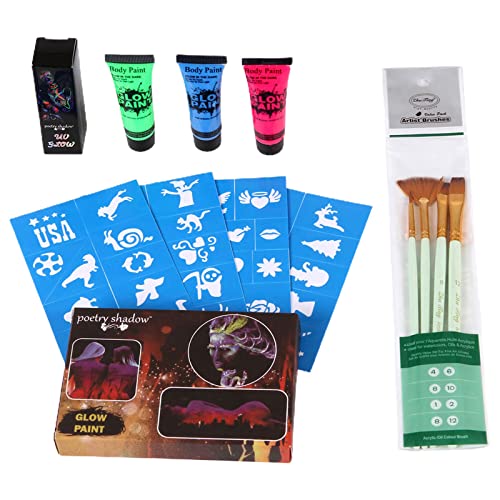 Halloween Fluoreszierende Malpasten Pinsel-Set Nylon Haarbürsten Aquarell Stift Ölmalerei Stift Set Kunstpinsel Zubehör von Sxett