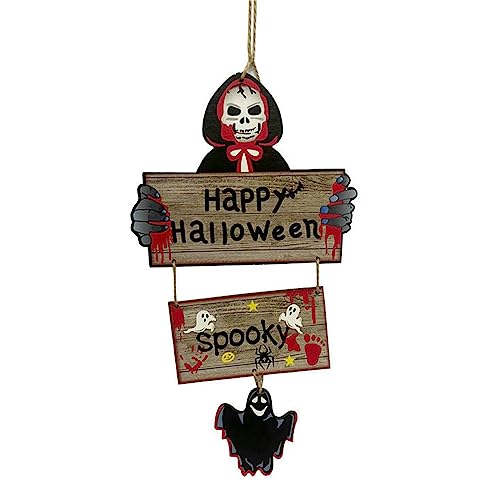 Halloween-Wandschmuck aus Holz für gruselige Partys für Kinder, Mädchen, Jungen, Schlafzimmer, Geschenkzubehör von Sxett