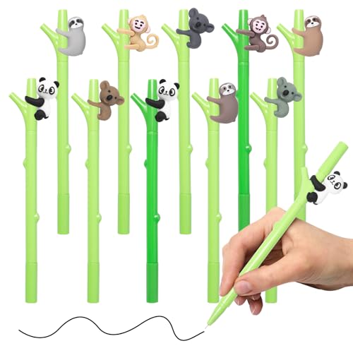 Sxutop 10 Pcs Gelschreiber Kugelschreiber Set Cartoon Gel Stifte Tiere Kawaii Schreibstift Kinder 0,5mm Neutrale Stifte mit 4 Tier Motive Schwarze Schnell Trocknende Gelschreiber für Büro Schulbedarf von Sxutop