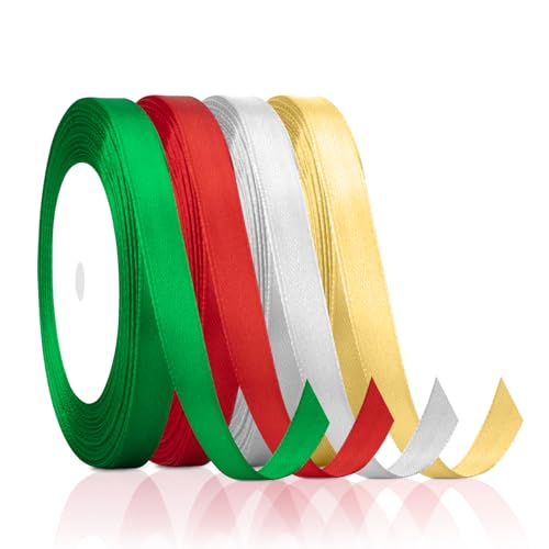 10 Satinband, Geschenkband, Band für Gastgeschenke, rotes Band, bunte Bänder, rotes Band, Abschlussband, Geschenkband, Hochzeitsband, dekoratives Schleifenband für Zeremonien von SycloPak