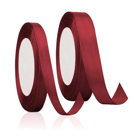 2 cm breites burgunderrotes Band, Bänder zum Basteln, 1 cm x 30 m Bänder für Geschenkverpackungen, Haarband, Band für Luftballons, Satinband, Band für Haare, Kuchenband, rotes Band für Haare, von SycloPak