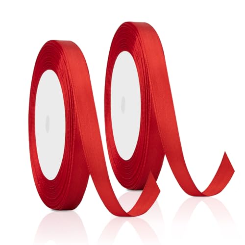 3 Satinband, Geschenkband, Geschenkband, rotes Band, bunte Bänder, rotes Band, Abschlussband, Geschenkband, Hochzeitsband, dekoratives Schleifenband für Zeremonien von SycloPak