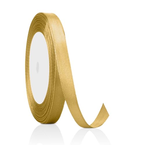 Champagner-Goldband, Bänder zum Basteln, 1 cm x 23 m, Bänder für Geschenkverpackungen, Haarband, Band für Luftballons, Satinband, Band für Haare, Kuchenband, rotes Band für Haare, Seidenband von SycloPak