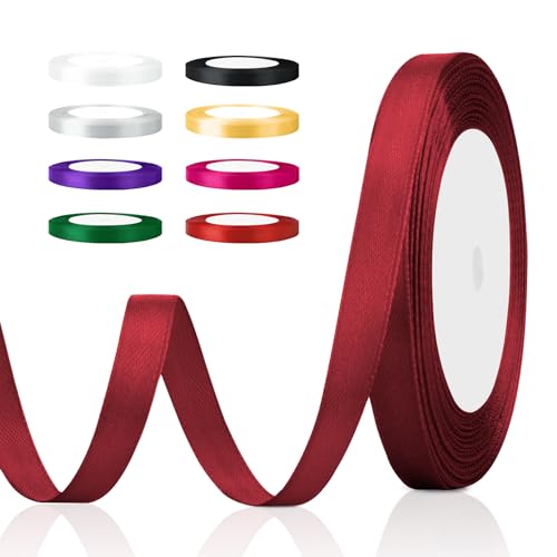 Geschenkband Rot,Satinband,Schleifenband Rote 10mm x 22meters,Satinband Weinrot,Rotes Band,Geschenkband Stoff,Schleifenband Rot,Haare Schleifenband,Schleife,Geschenkband Weihnachten,Dekoband Rot von SycloPak