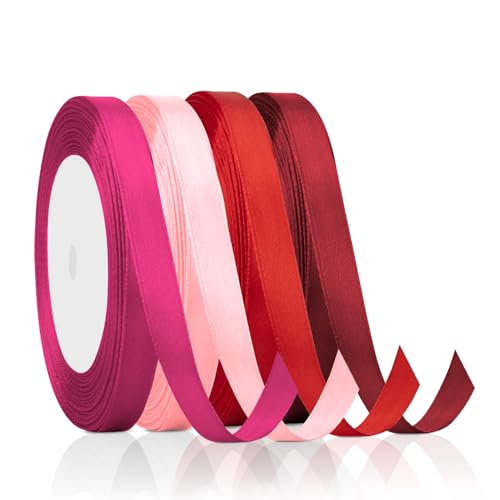 Satinband, Geschenkband, Geschenkband, rotes Band, bunte Bänder, rotes Band, Abschlussband, Geschenkband, Hochzeitsband, dekoratives Schleifenband für Zeremonien von SycloPak