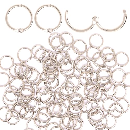 Sydien Binderinge 1/2 Zoll, Loseblatt-Binderinge, 100 Stück, vernickelter Stahl, Binderinge, Ringe für Papier, Metallringe für Karteikarten, Buchringe, Karteikartenringe Silber für Schule Büro von Sydien